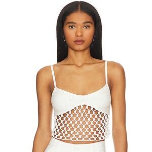 NBD Nastasia Beaded Crochet Tank In White